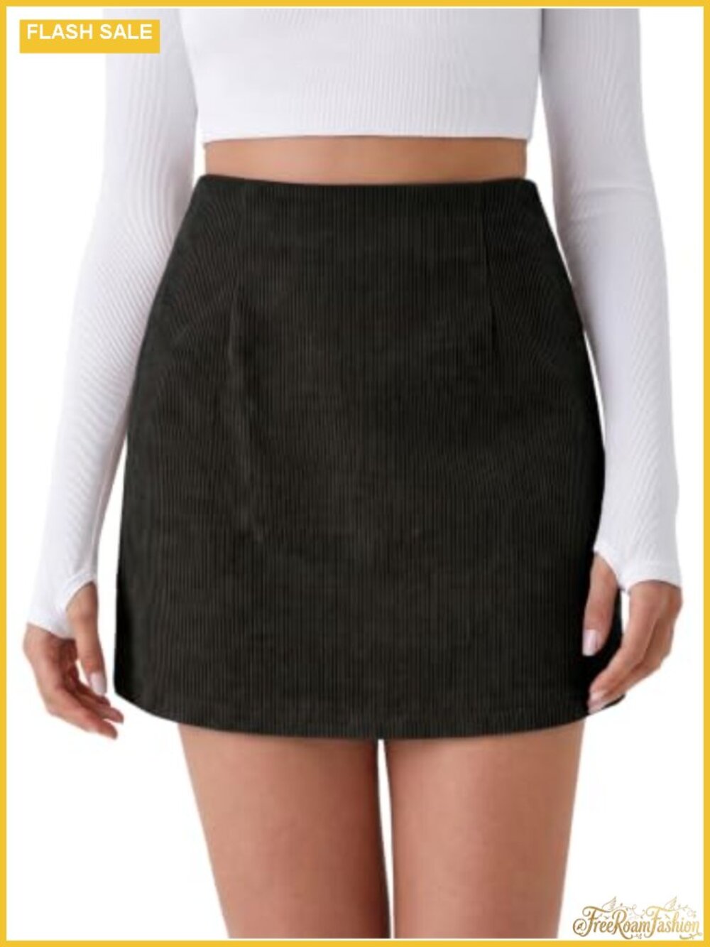 Corduroy Mini Skirt Casual A-Line High Rise with Built-in Shorts